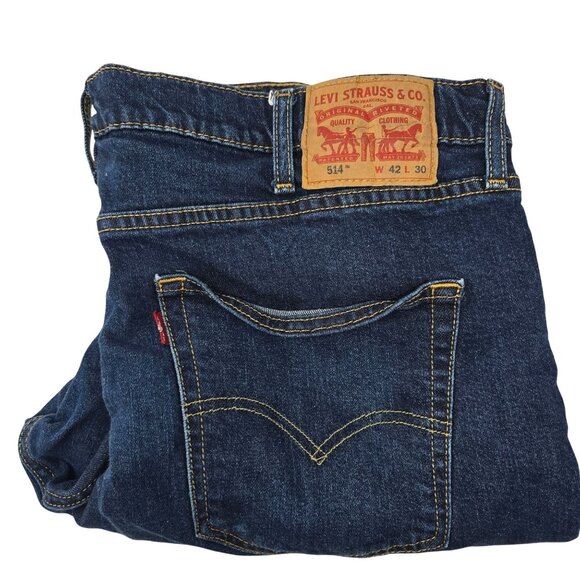 Levis Mens 514 Straight Fit Jeans W42 L30 Medium Wash Denim - Picture 1 of 8